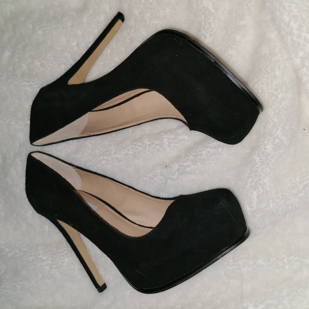 Steve Madden S. 8.5 M Black Suede Leather Steletto Classic Pumps
